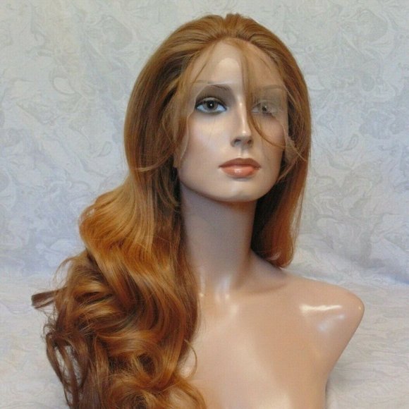 NEW Thick Swiss Lace Front Auburn Ombre Wig main image 4